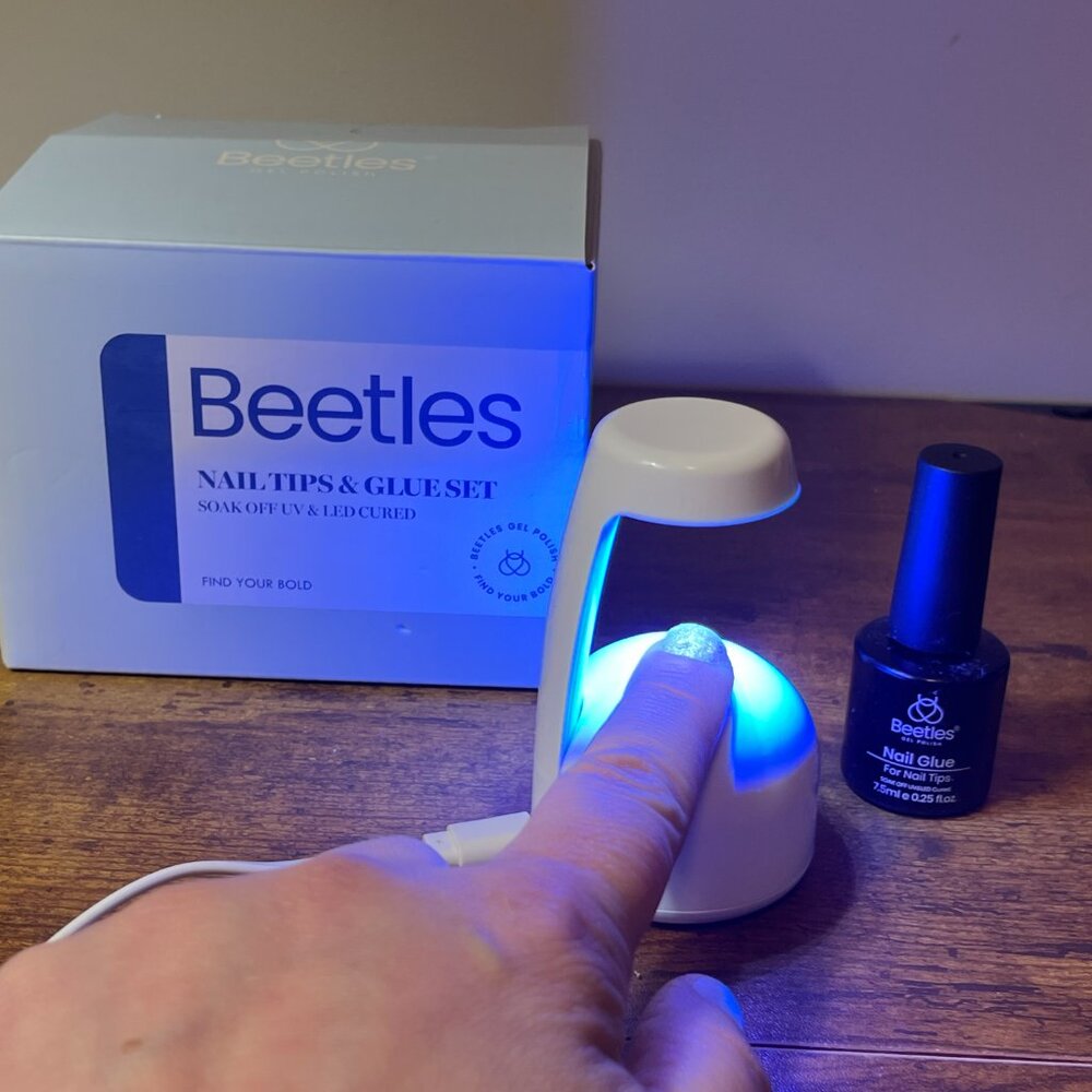 Beetles Nail Tips and Glue Set with Mini UV Lamp for Fast Drying, USB Charger - Picture 2 of 7